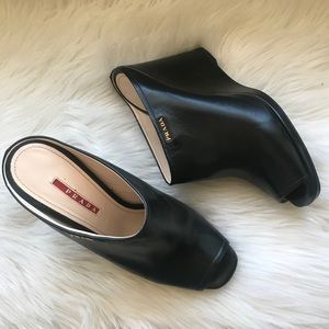 🖤PRADA wedges, Black, peep toe